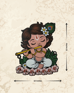 Krishna-themed wooden wall key holder for home entrances, pooja spaces, or living rooms.