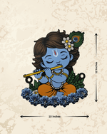 MDF Baby Krishna wall decor with key hooks, combining devotional design and everyday storage.