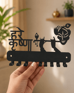 black metal Krishna wall decor piece