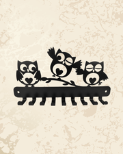 owl-family-metal-key-holder-wall-decor